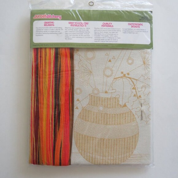 Autumn Leaves Vintage 1976 Sunset Stitchery 100% Wool Yarn Embroidery Kit #2241 - Picture 5 of 7